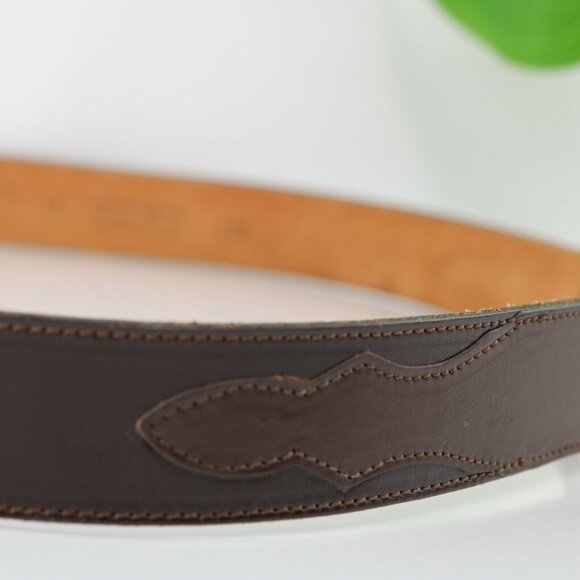 DunDee Mens Belt Size 42 Western Brown Leather Gold Tone Prong D-Ring Buckle - Picture 4 of 12